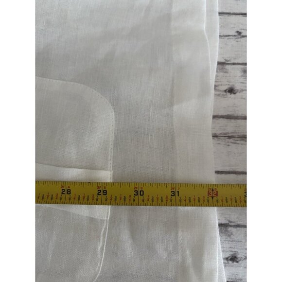 NEW 90s Large White Button Up Shirt Oversized Pocket Long Sleeve Linen Top 2X - Picture 11 of 11